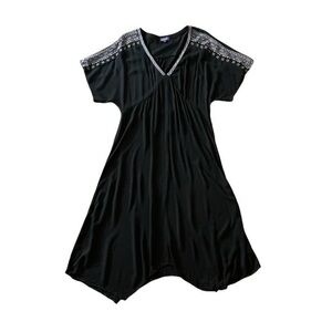Artesia Black Embroidered Handkerchief Midi Dress - Size XXL
